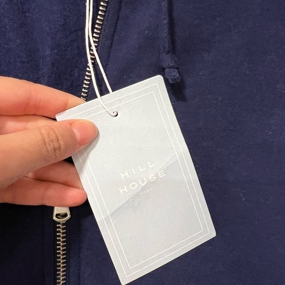 NWT HILL HOUSE Teddy Gender Neutral Zip Up Hoodie Jacket Navy Sz L - Picture 3 of 7